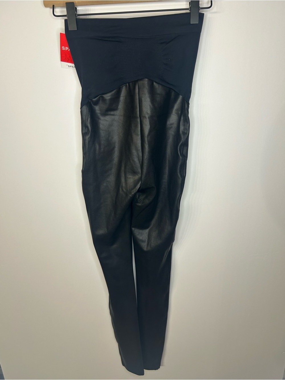 *NWT* SPANX Women’s Mama Maternity Black Faux Leather Leggings, Size XS - Picture 9 of 15